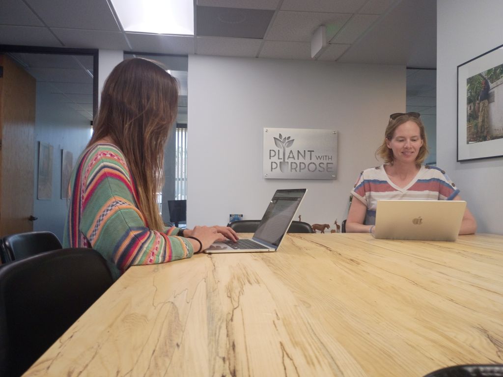 Employees working at the Plant With Purpose Office